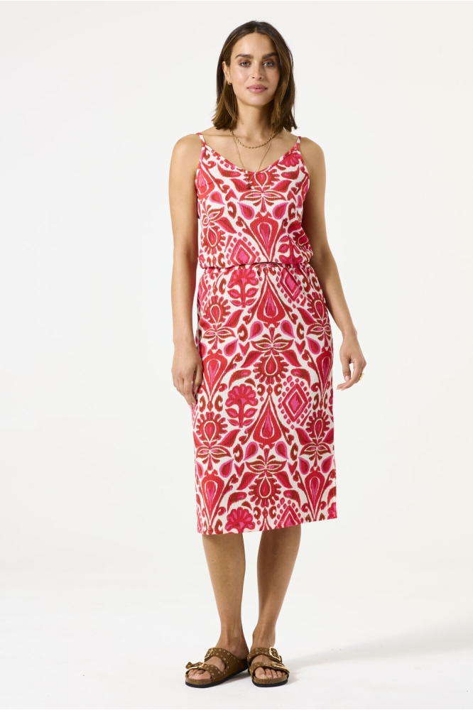 SINGLET MET PRINT E50220 3979 RUBY RED